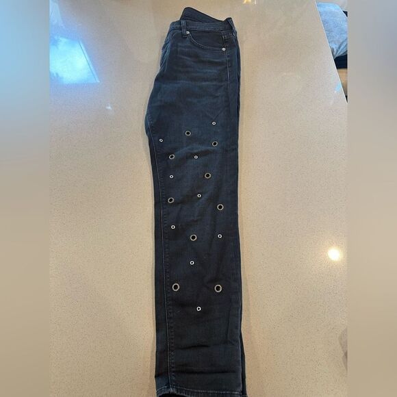 Hudson Jeans Women's Size 27 Riley Crop Black Grommet Button Fly - Picture 2 of 15